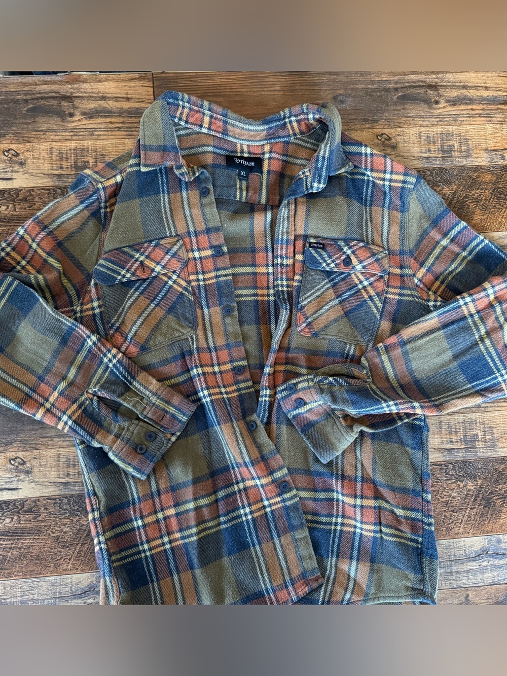 Brixton Plaid Flannel Shacket Shirt Jacket XL Men’s Blue Olive Rust Fall Outdoor